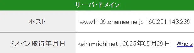 競輪予想サイト「競輪リッチ」のドメイン取得日