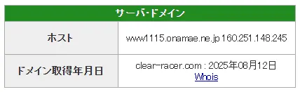 競輪予想サイト　クリアレーサー　ドメイン取得日